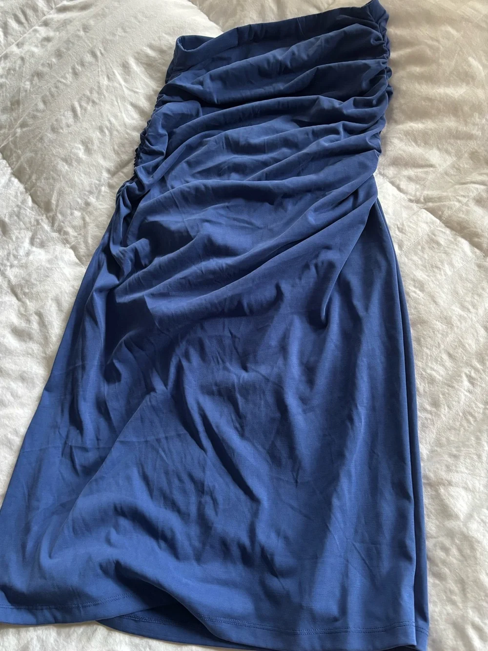Anthropologie Celandine The Gabbie Ruched Midi Skirt in Blue sz Small